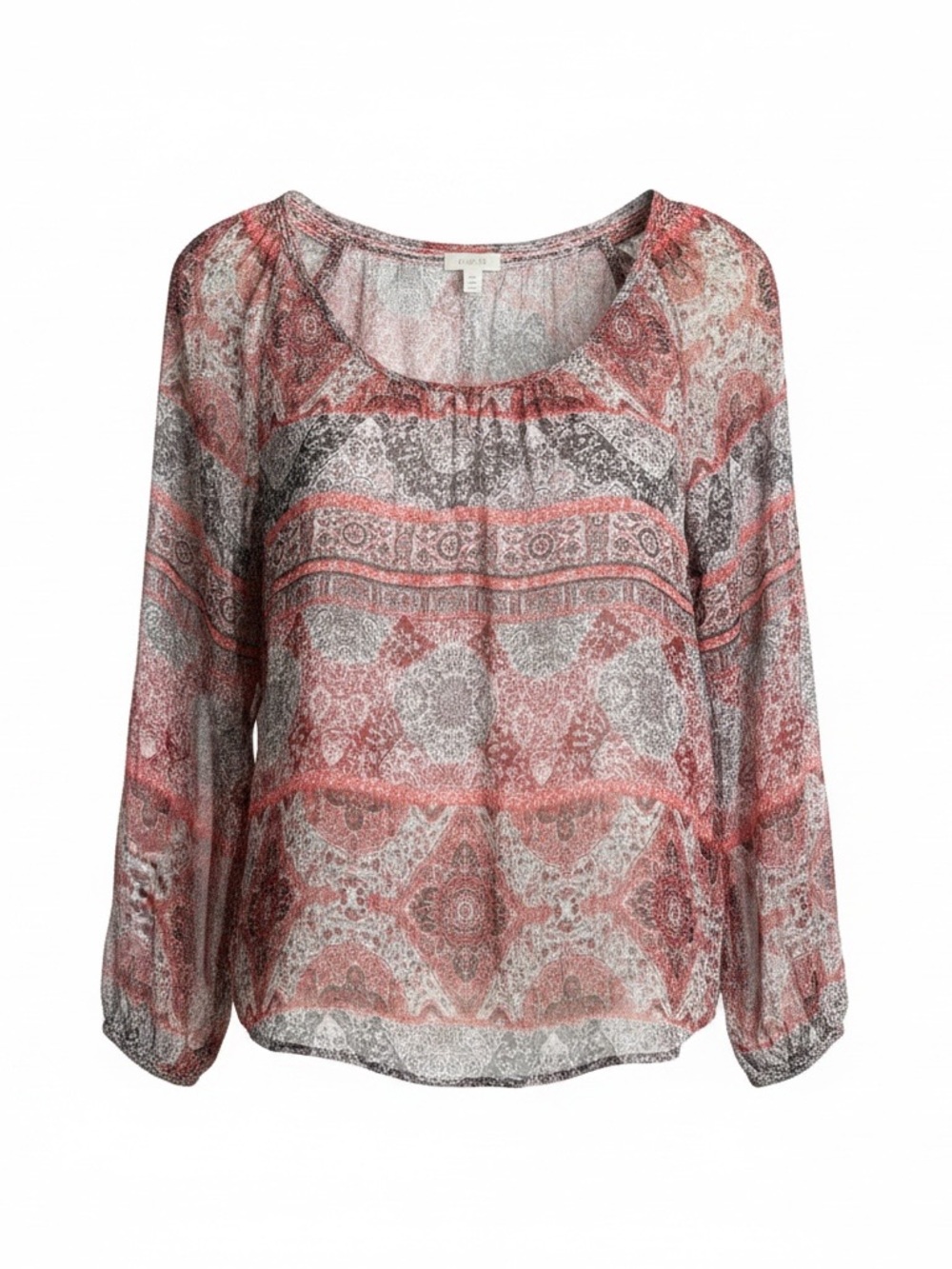 Garnet Hill Women’s Semi-Sheer Paisley Scoop-Neck Blouse. Size medium.